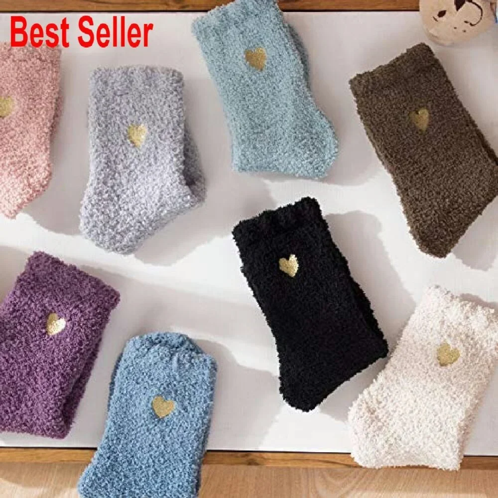 Super Soft Microfiber Slipper Socks Cozy Sleeping Crew Fuzzy Warm
